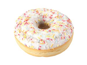photorealistic scanned sprinkled donut 3D