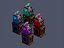 Modelo 3D de una colorida colección de máquinas tragamonedas de casino