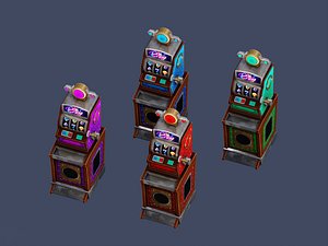 3D Colorful Casino Slot Machine Collection 3D Model model