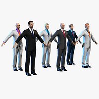 Businessman Set Low-poly 12 head skins 7 eye set Real-time