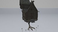 Low Poly Rigged Baba Yaga's Hut Scene With PBR Materials