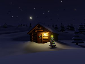 christmas winter house low poly