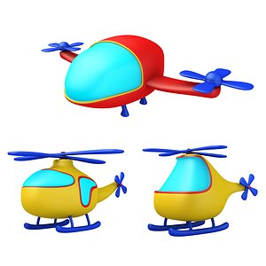 cartoon helicopters pack 3D model