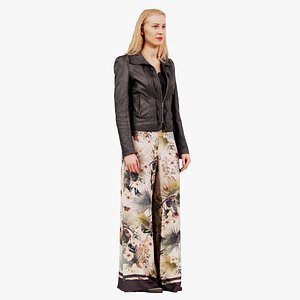Blonde Wearing Decorated Pants and Leather Jacket Relaxed Remastered 3D model