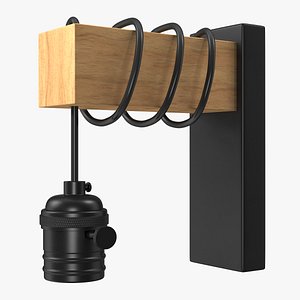 Vintage Lampbulb Socket Wall Lamp Black 3D model
