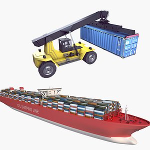 3D reach stacker container ship model