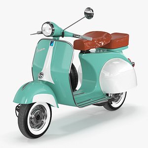 Vintage Scooter Vespa 125 Green Rigged for Cinema 4D