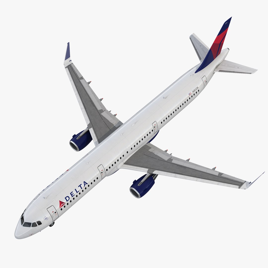 Airbus A321 Delta Airlines with Interior 3D Model preview