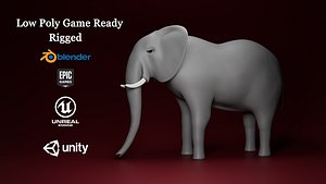 Low Poly Rigged Elephant Game Ready 3D model