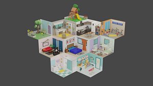3D Low Poly Rooms Interior 1 model