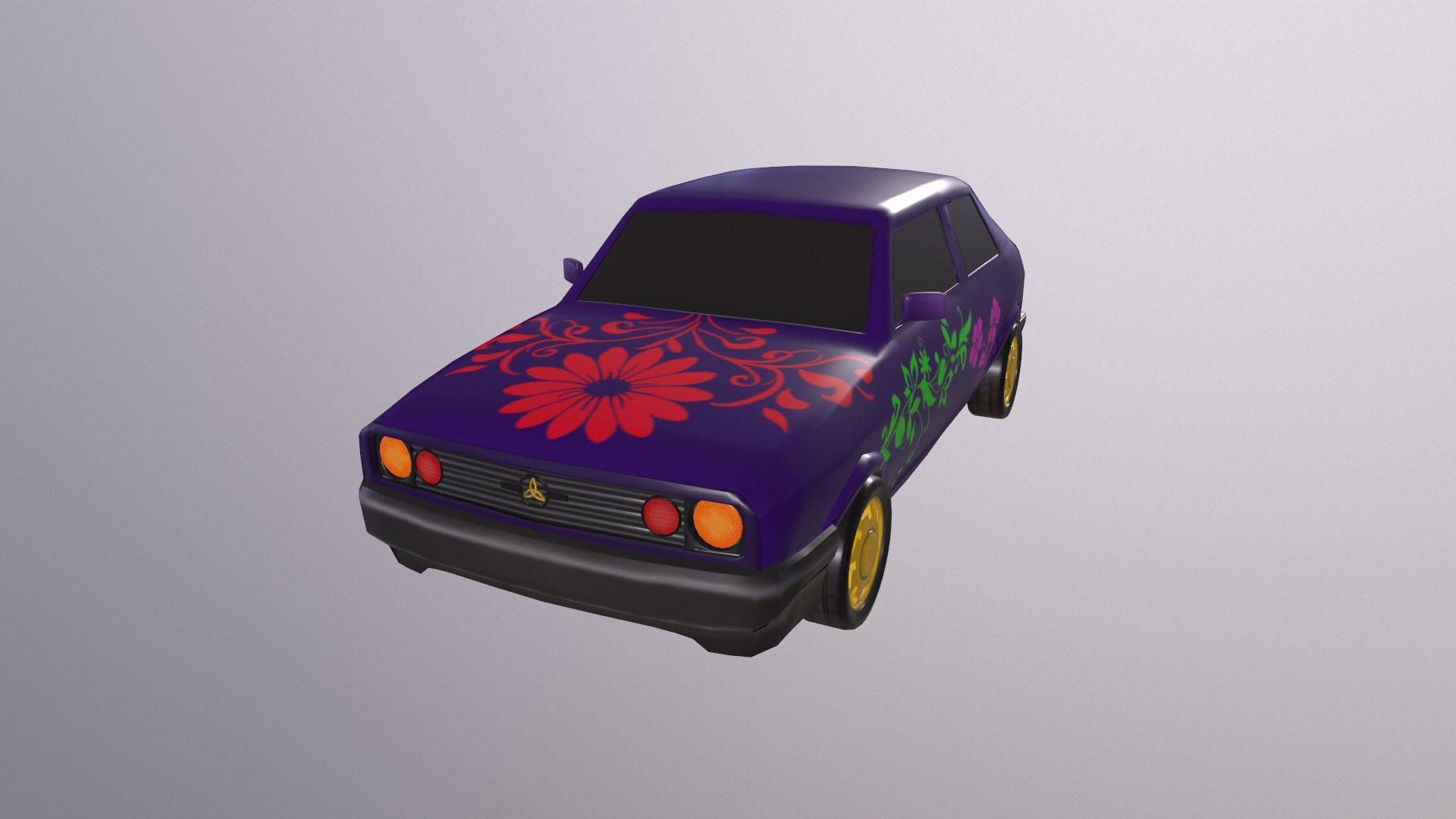Lowpoly Stylized Hippie Car With Graffity Flowers Model - TurboSquid ...