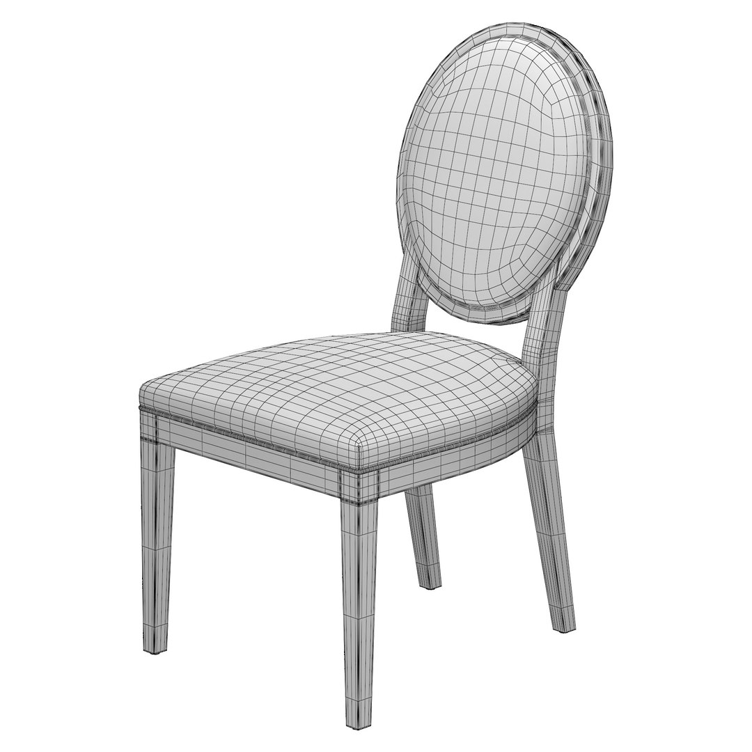 3D FRENCH CONTEMPORARY ROUND LEATHER DINING SIDE CHAIR - TurboSquid 1903735