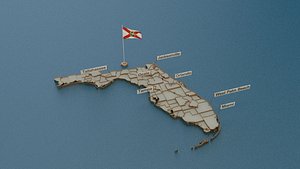 Florida detailed Map with Animated Flag
