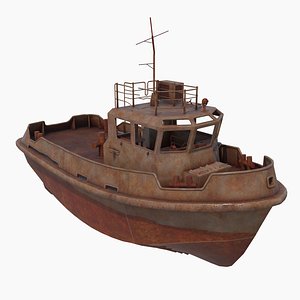 rusty tug boat 3d obj