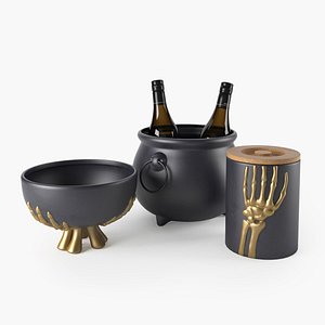 3D halloween cauldron bowl skeleton