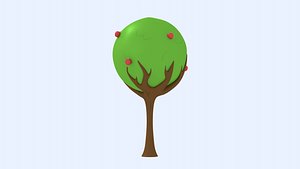 3D apples leaves trunk