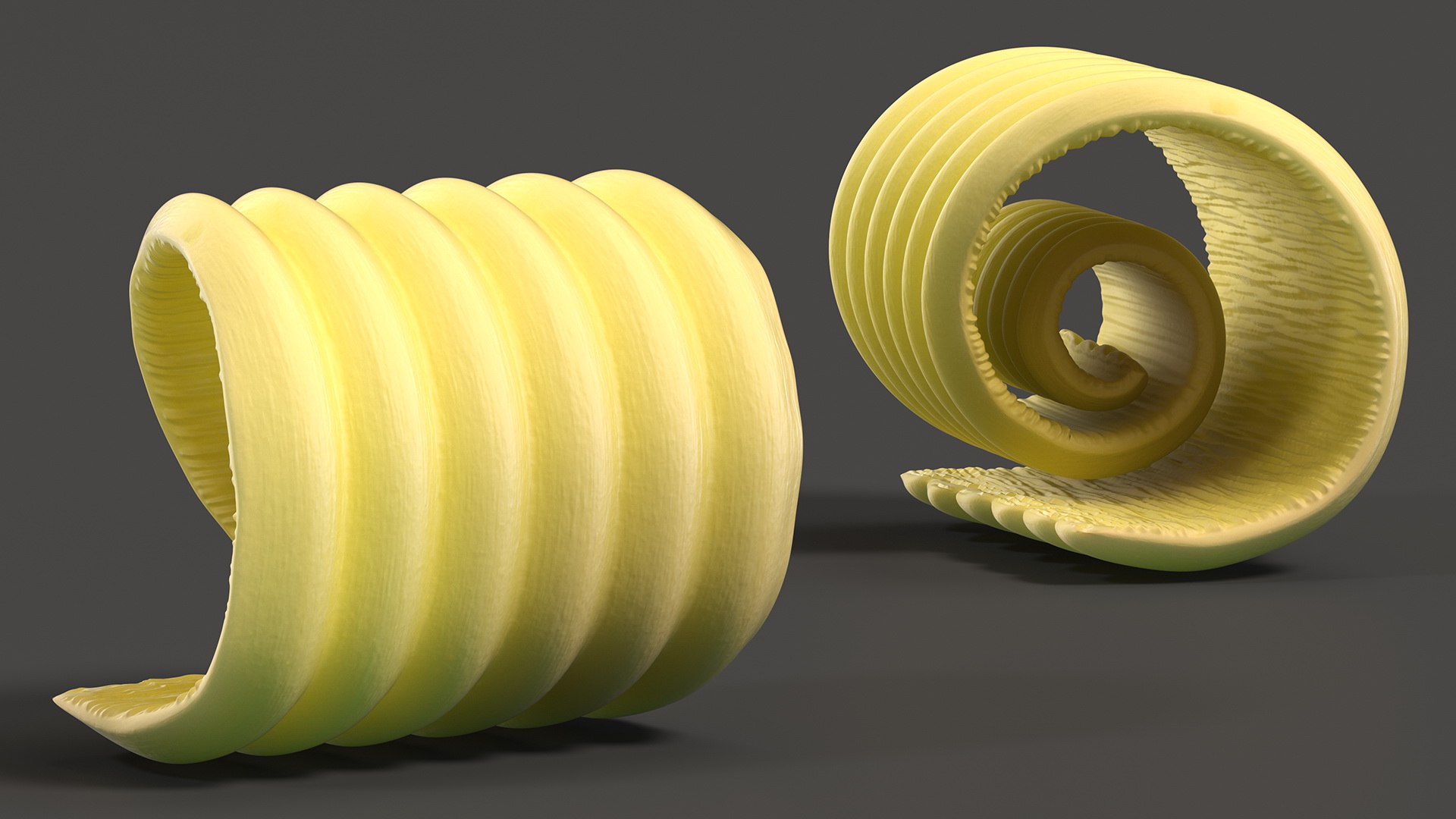 3D Butter Curl model https://p.turbosquid.com/ts-thumb/l0/Lypa16/WN/buttercurl3dmodel007/jpg/1669749535/1920x1080/fit_q87/aa9fb631e03fbab55a61e912467aacd090c19e68/buttercurl3dmodel007.jpg