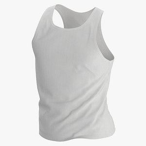 Sleeveless Worn Male Type 02 Pose 01 Blank White and Branded Heather 3D model