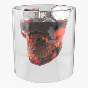 Whiskey Skull Shot Glass with Ice model