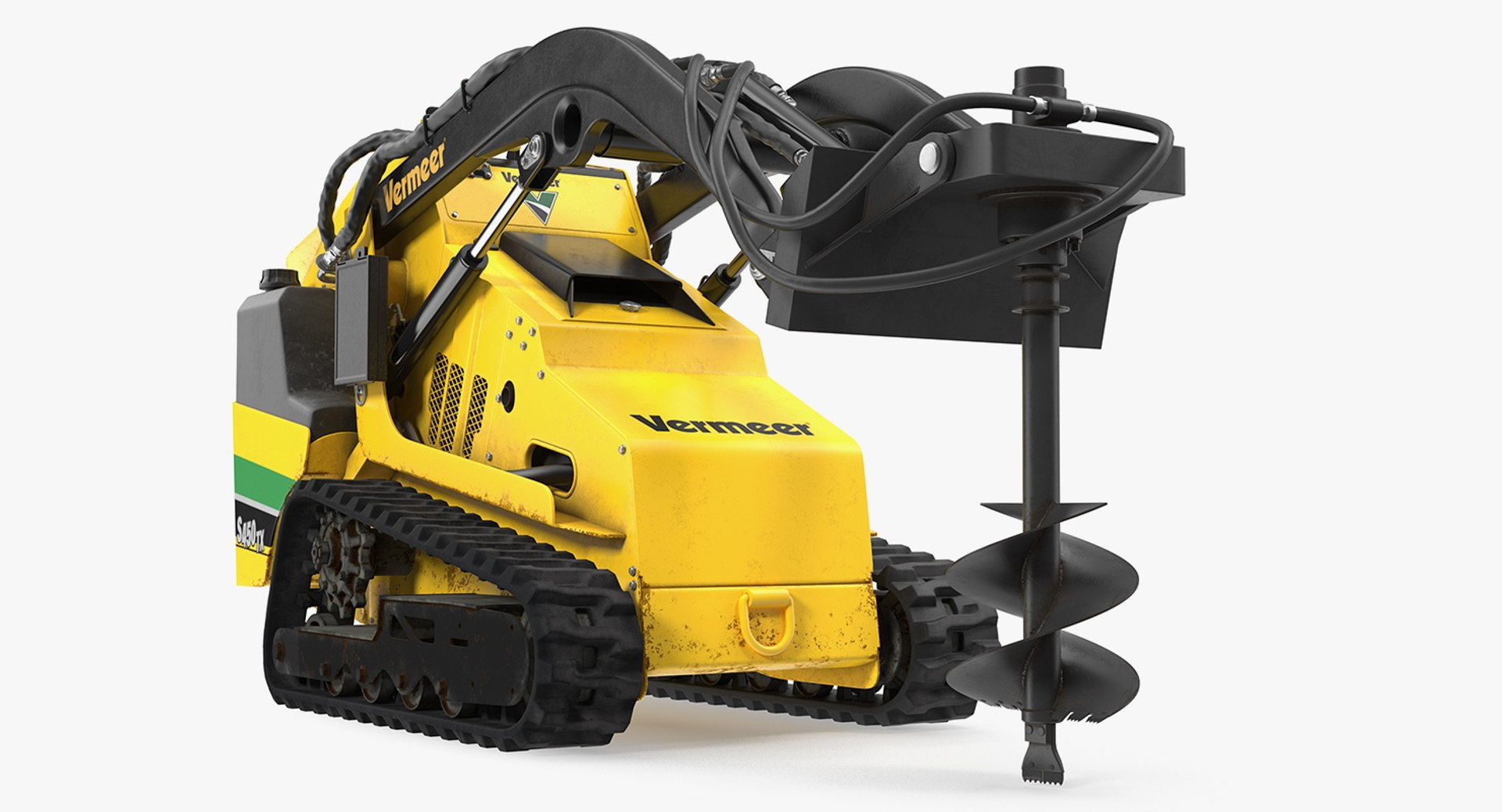 Mini Skid Steer Vermeer with Auger Drill Dirty 3D Model 3D model preview