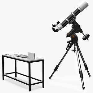 Research Station with Telescope and Measurement Tools