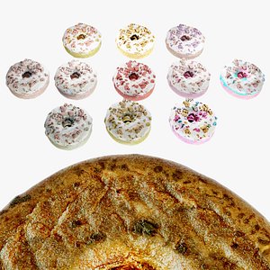 Scanned Donuts 10 flavors high and lowpoly versions