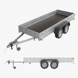 3D Car trailer double axle jockey wheel extended