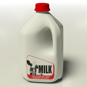 3d plastic 3 litre milk bottle