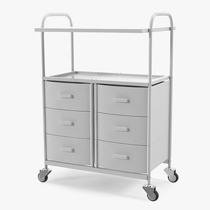3D Doctors Office Cart on Wheels White