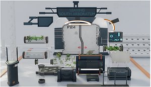 30 Low poly Sci-Fi Props Kitbash set Low-poly 3D model