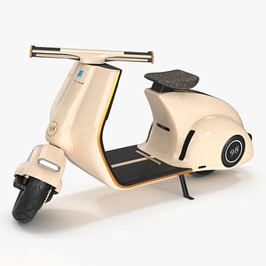 Concept Beige Electric Scooter Vespa 98 Lights On Rigged
