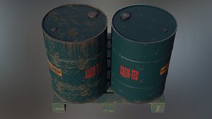 Industrial Oil Storage Drums - Blue 3D
