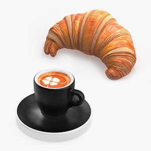 3D Espresso Cup with Croissant Collection