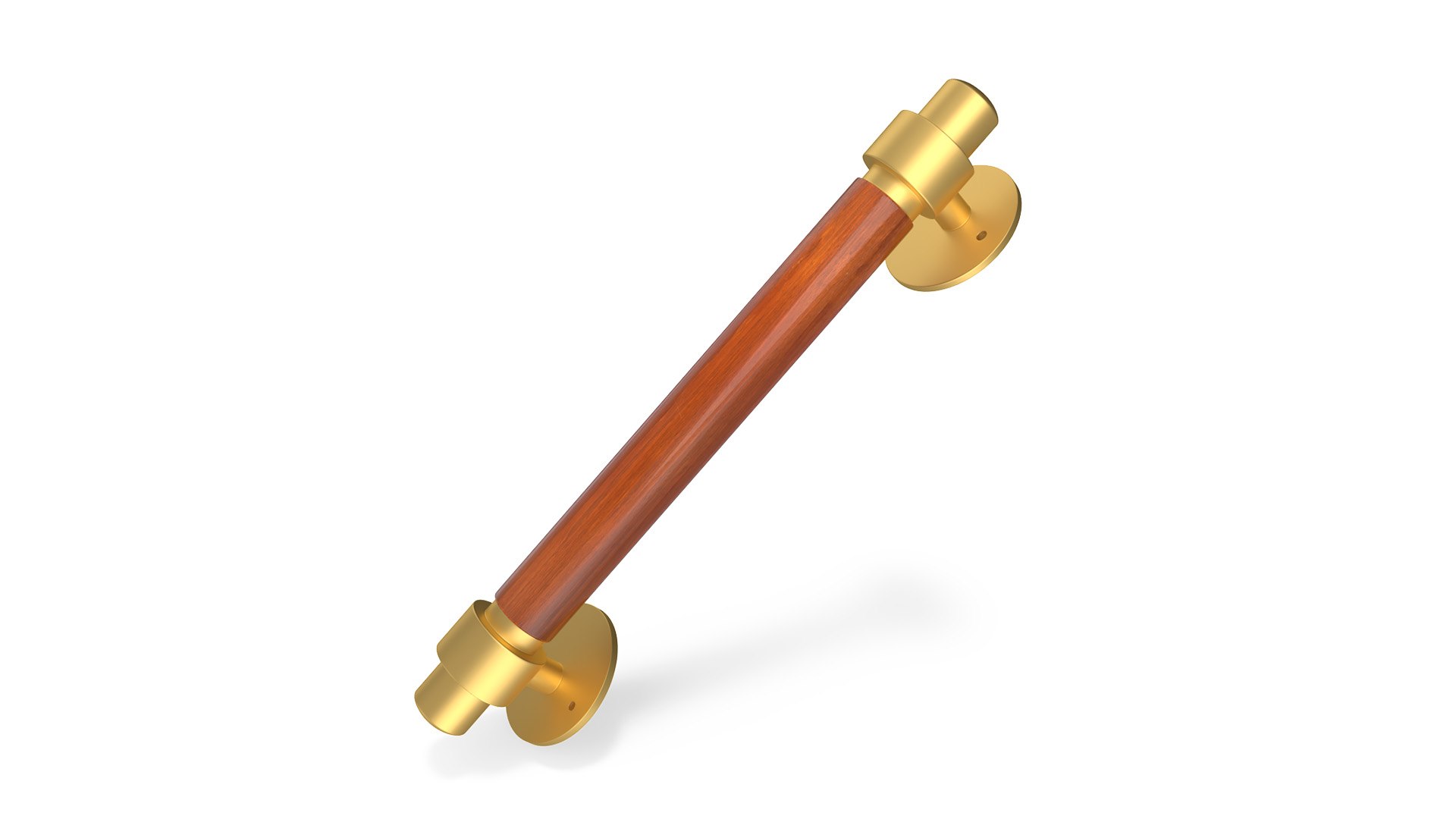 Door Gold Handle with Wooden Insert 3D model preview
