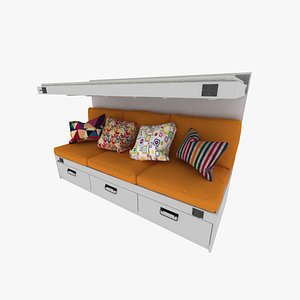 Caravan Couch Bunk Bed 3D model