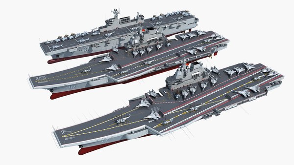 China Aircraft Carrier CV17 and CV16 and 075 with shipboard aircraft3D ...