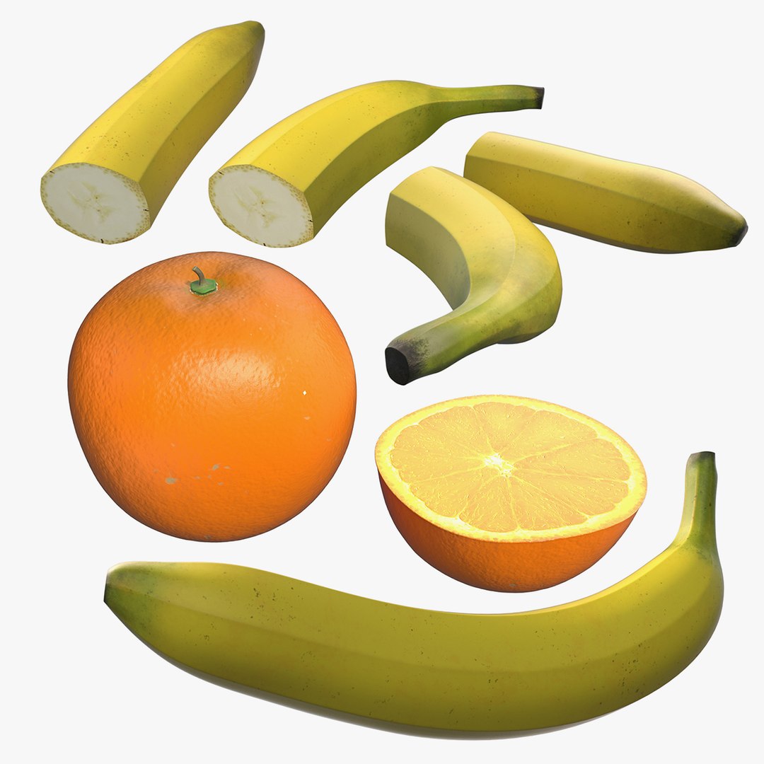 3D Banana And Orange TurboSquid 1918494