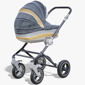 3D realistic baby stroller model