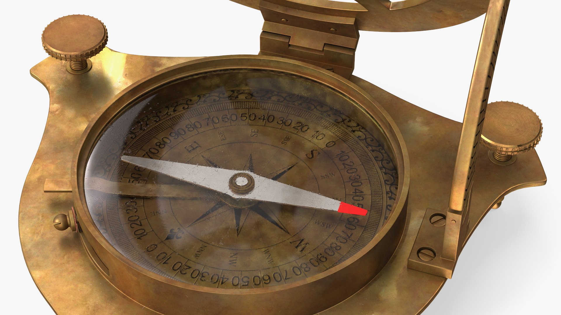 Opened Aged Vintage Compass With Sundial 3D Model - TurboSquid 2213150