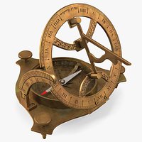 Opened Aged Vintage Compass with Sundial