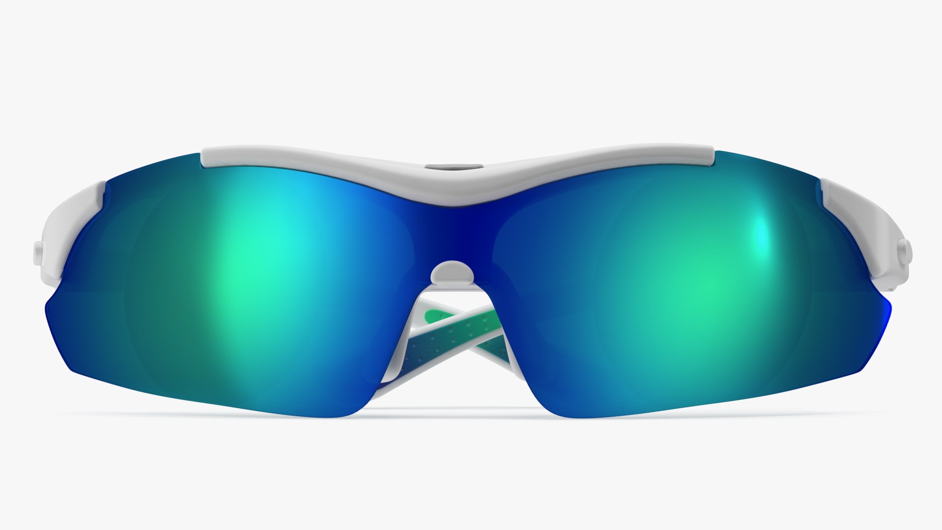 White Sport Eyeglasses Green Glasses 3D model preview