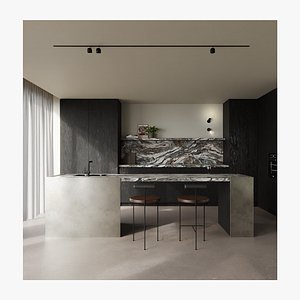 Dark Elegant Kitchen 3D