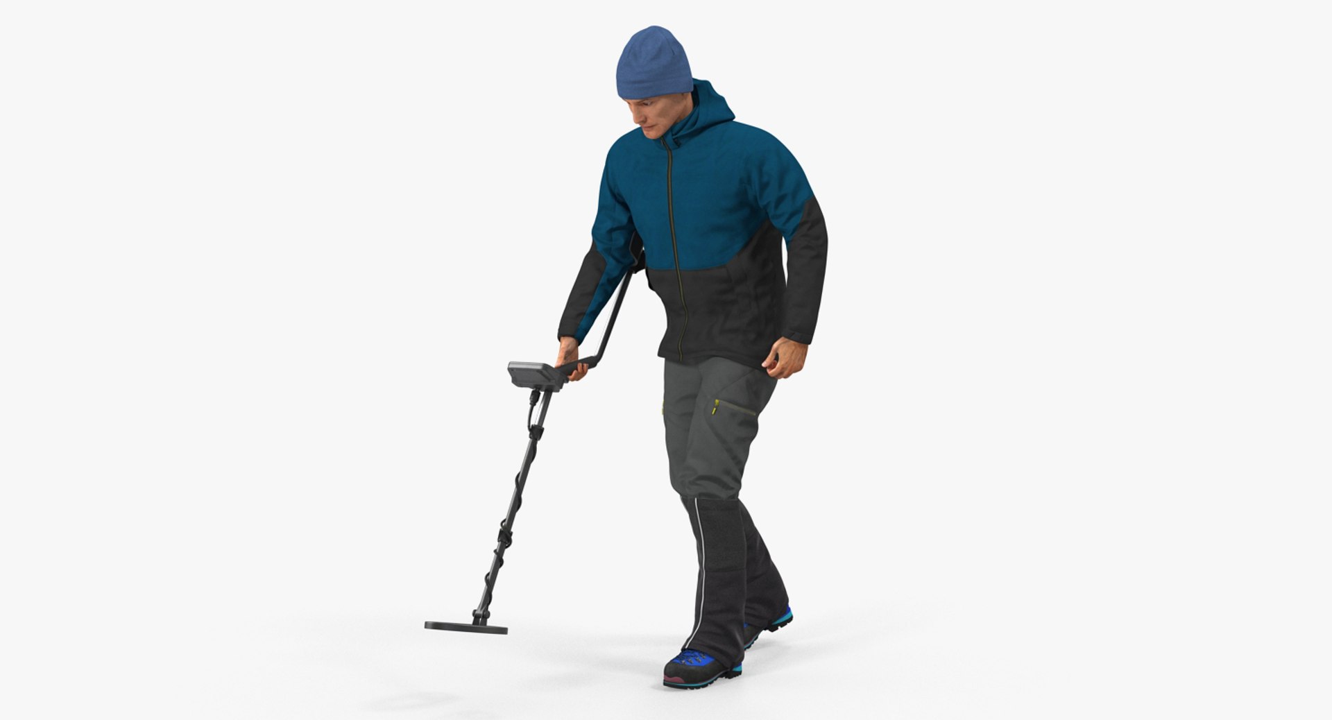 Man with Metal Detector Searching Pose 3D Model 3D model preview