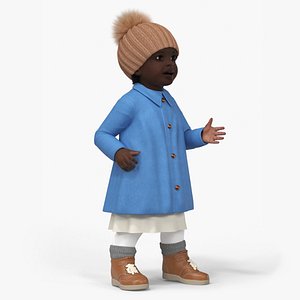 Little Black Girl Everyday Autumn Clothes Fur Rigged 3D model