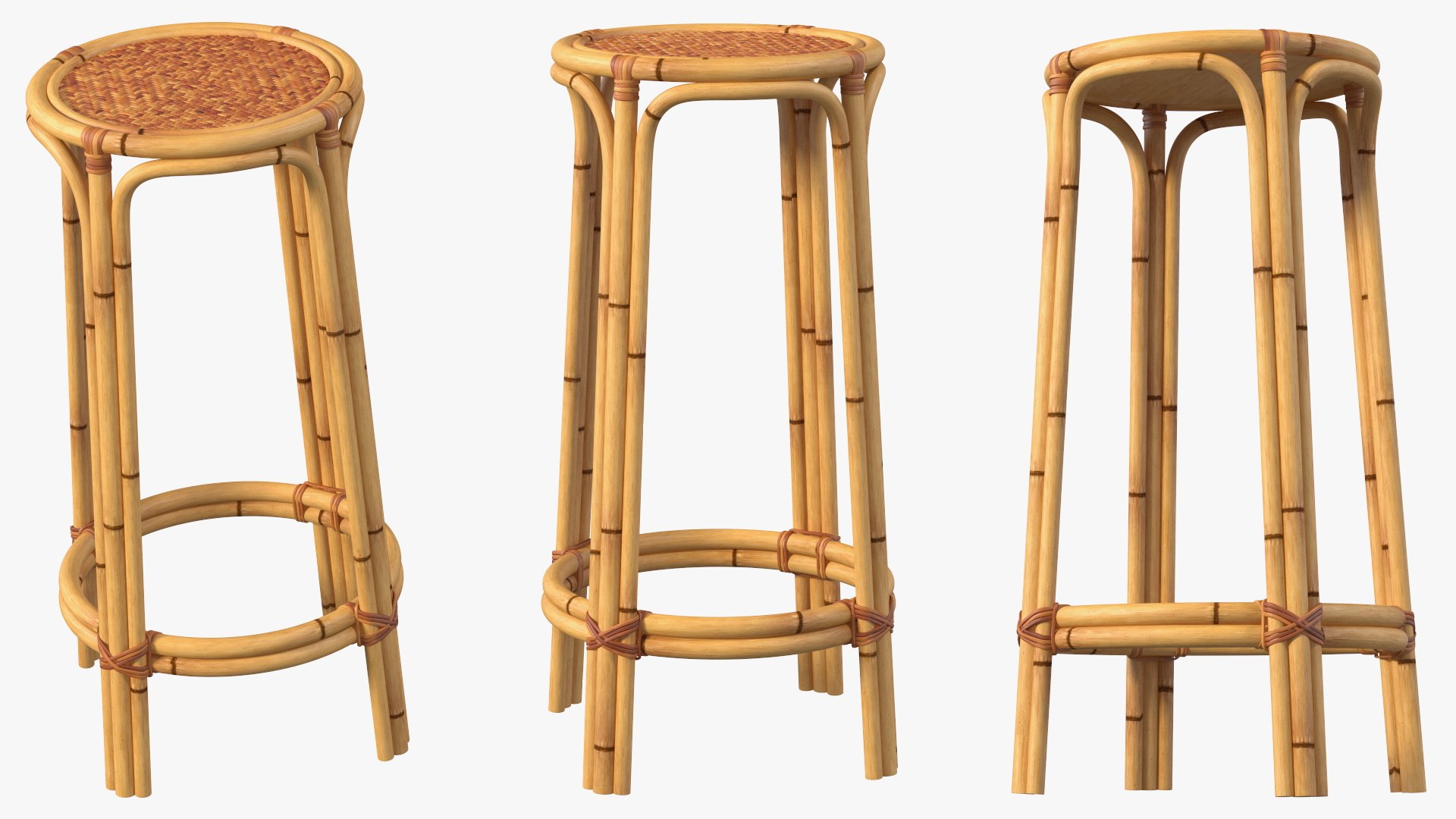 Bamboo Bar Stool Round High 3D Model TurboSquid 1736980