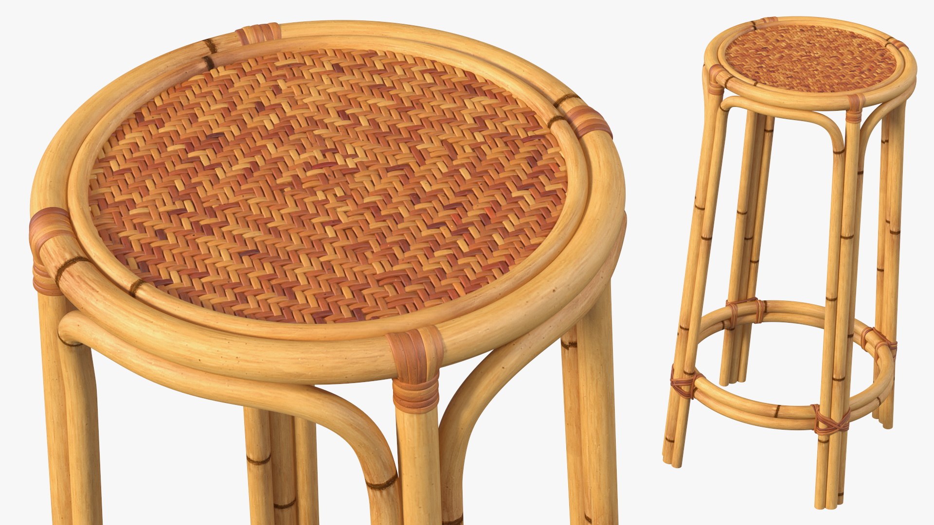 Bamboo Bar Stool Round High 3D model for industrial visualization, technical presentation, simulation, product rendering, and animation