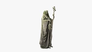 3D Holy Priest Old Mossy Statue model