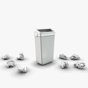 trash bin crumpled paper model