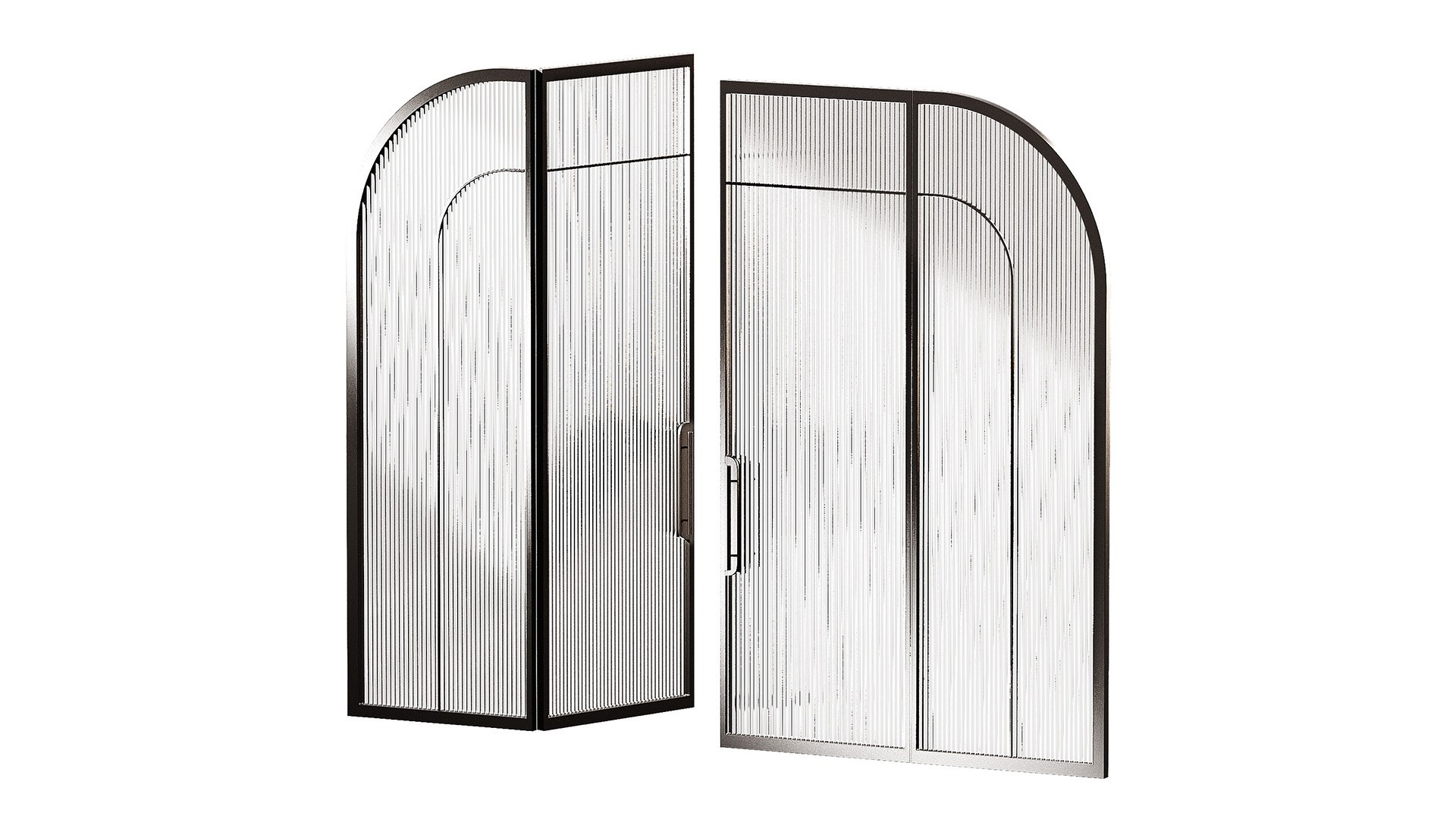 3D Arched Door Made Of Metal And Glass 2 Types Of Glass - Ribbed And ...