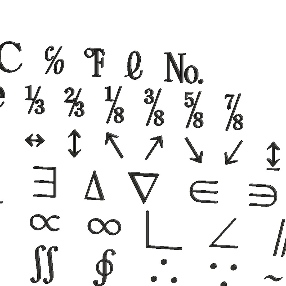 symbols4 ms mincho font 3D model https://p.turbosquid.com/ts-thumb/l3/0EbyZh/jVI434GW/symbols4msminchofont3/png/1497237498/1920x1080/fit_q87/015e1e4fc77db5591ebbcac8aab588634104c13e/symbols4msminchofont3.jpg